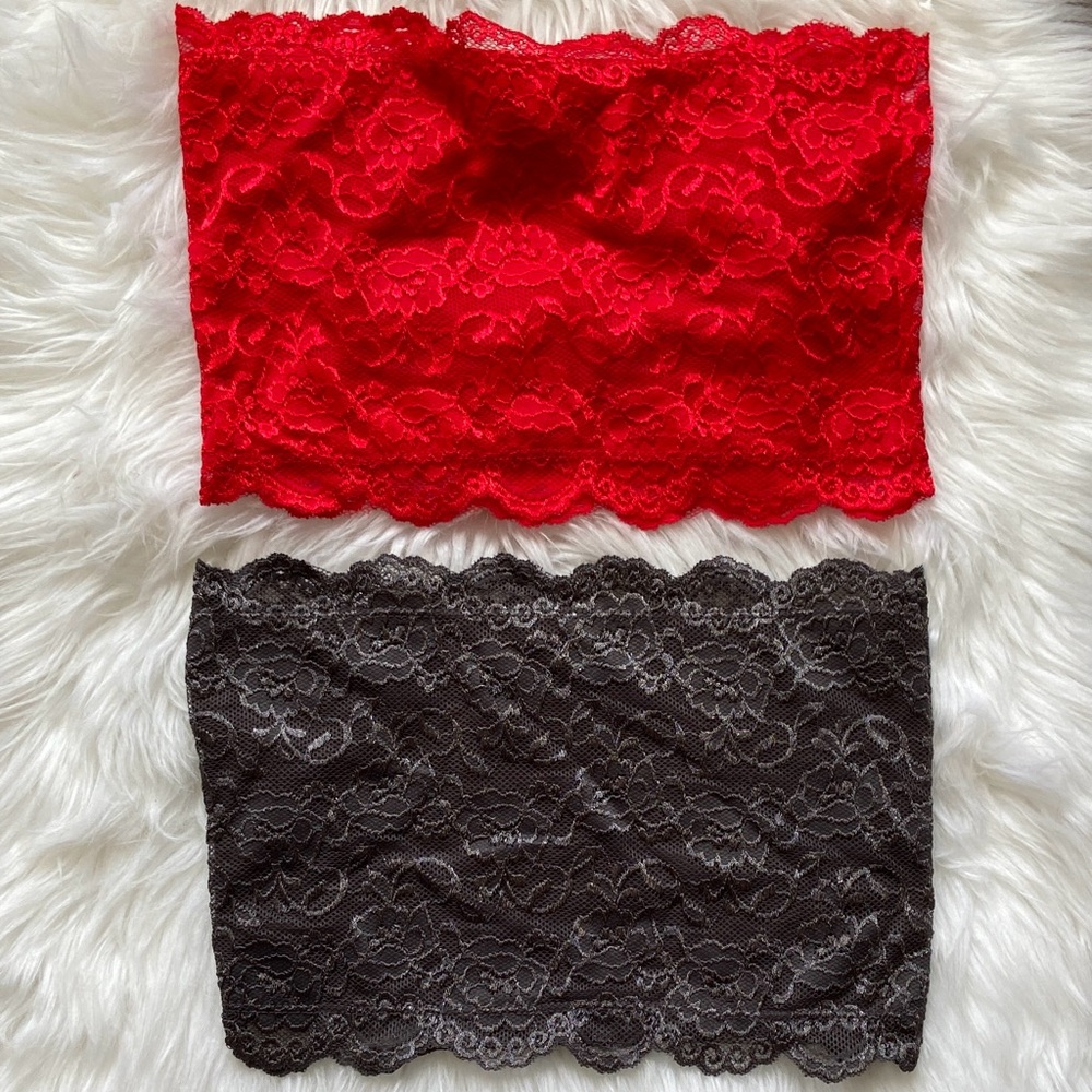 Bundle of 2 Color Story Black and Red Lace‎ Bandeaus - Size Large